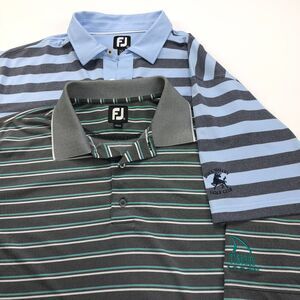 FootJoy FJ XL Mens Golf SS Stretch Button SS Polo Striped Solid Shirt LOT OF 2